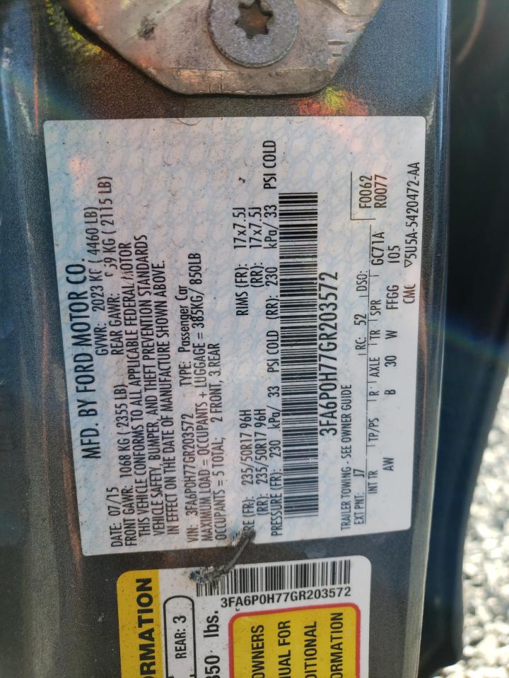 3FA6P0H77GR203572 FORD FUSION 2016
