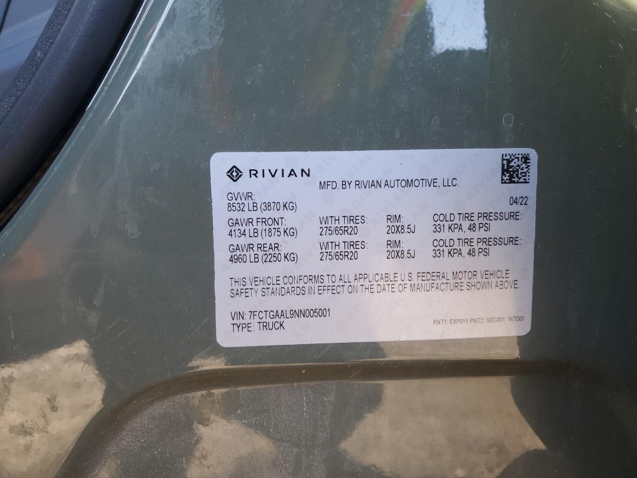 7FCTGAAL9NN005001 RIVIAN RIT 2022
