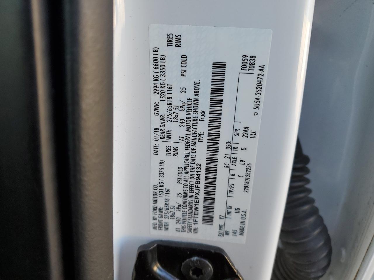 1FTEW1EPXJFB94132 FORD F-150 2018