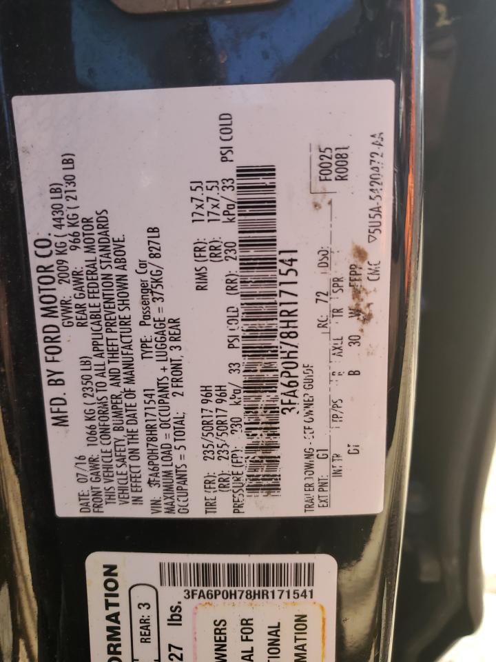 3FA6P0H78HR171541 FORD FUSION 2017