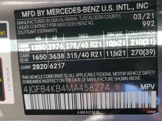 4JGFB4KB4MA458274 2021 MERCEDES-BENZ GLE-CLASS, photo no. 14