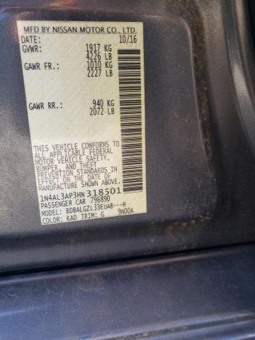 2017 NISSAN ALTIMA 2.5 - 1N4AL3AP3HN318501