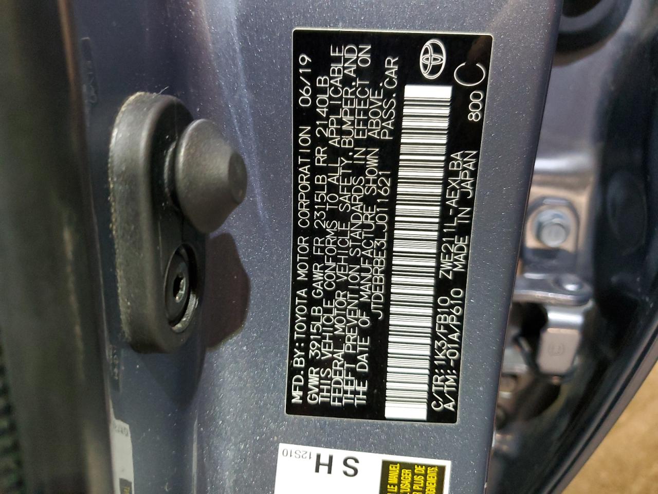 JTDEBRBE3LJ011621 TOYOTA COROLLA 2020
