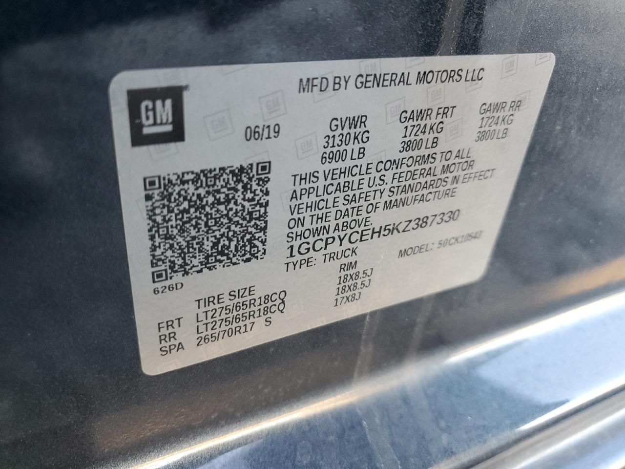 1GCPYCEH5KZ387330 CHEVROLET ALL Models 2019