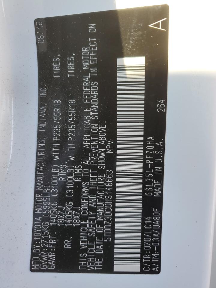 5TDDZ3DC0HS146663 TOYOTA All Models 2017
