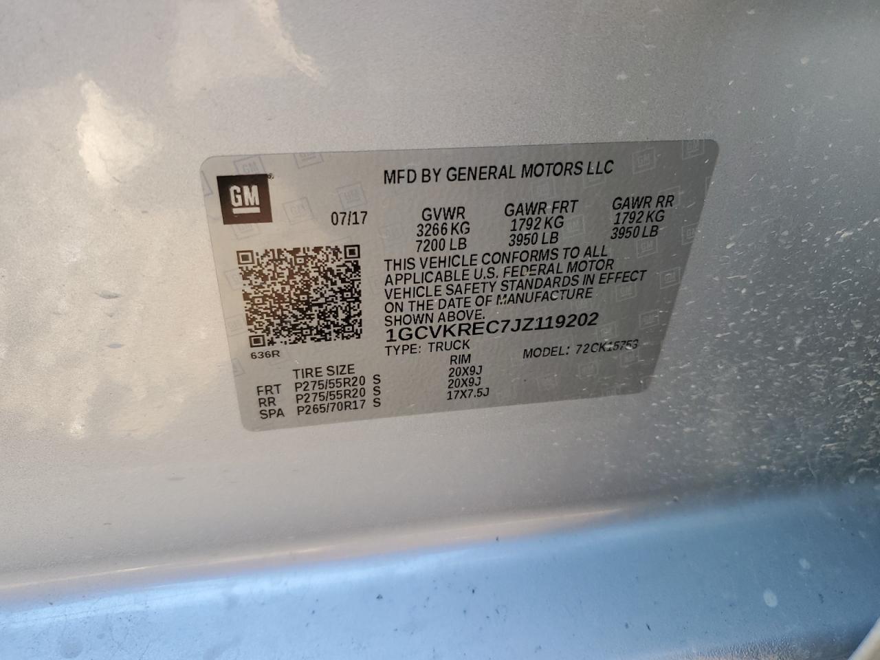 1GCVKREC7JZ119202 CHEVROLET ALL Models 2018