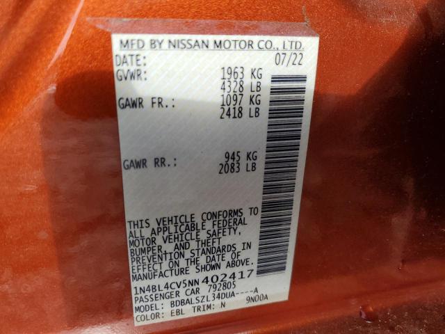 2022 NISSAN ALTIMA SR - 1N4BL4CV5NN402417