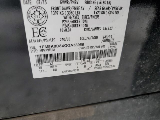 1FM5K8D84GGA38956 2016 Ford Explorer Xlt