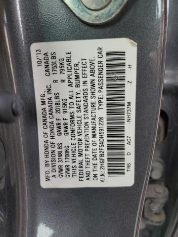 2013 Honda Civic Lx VIN: 2HGFB2F54DH591228 Lot: 41036464