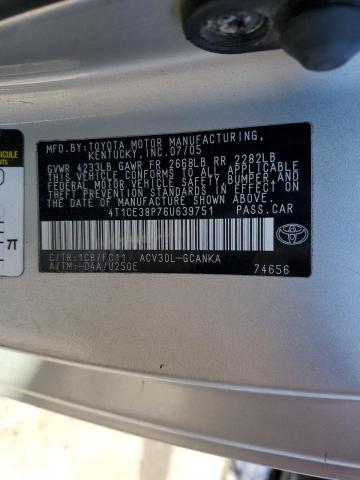 4T1CE38P76U639751 2006 Toyota Camry Solara Se