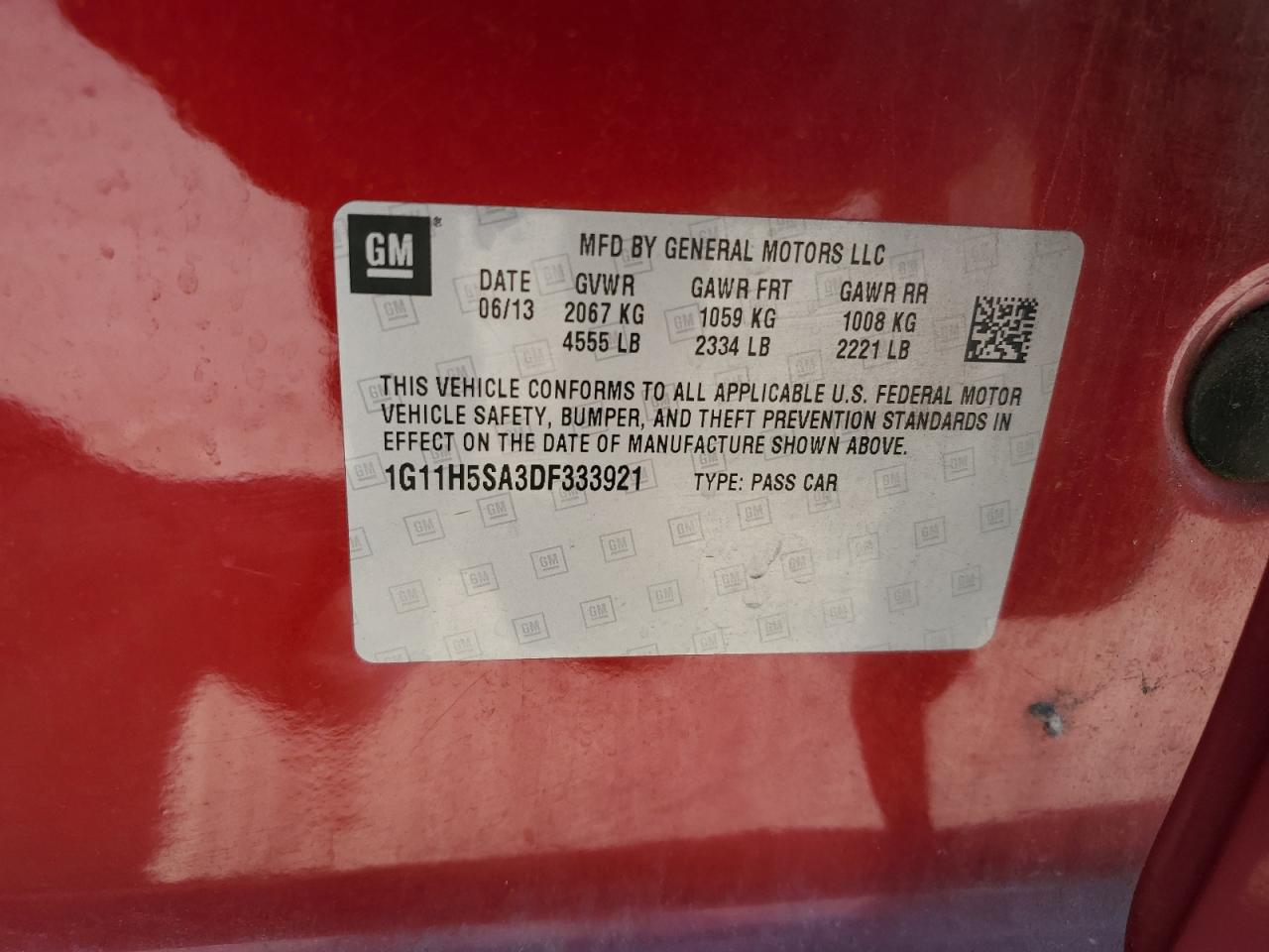 1G11H5SA3DF333921 2013 Chevrolet Malibu Ltz