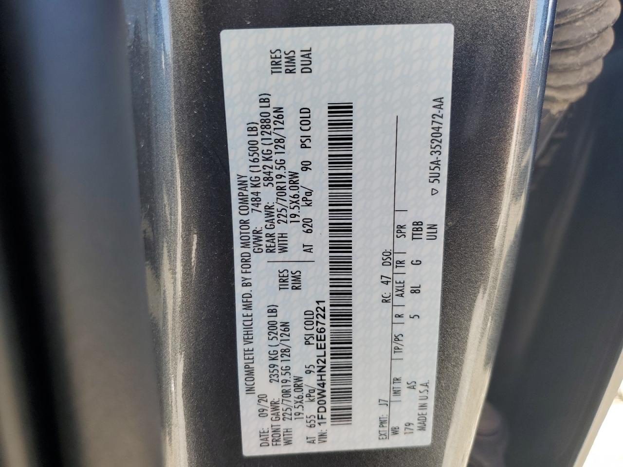 1FD0W4HN2LEE67221 FORD F450 2020