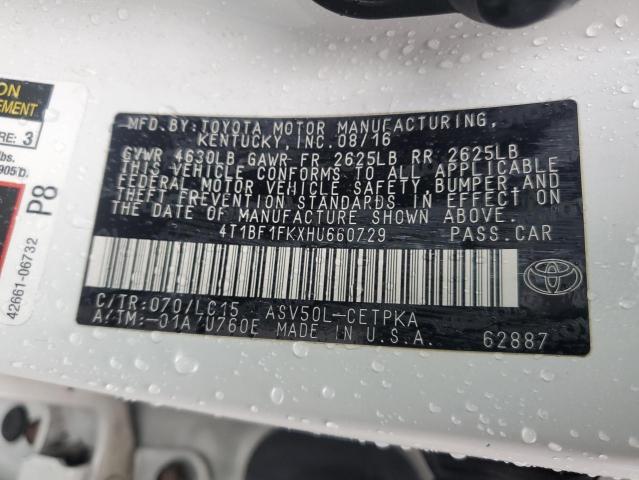 2017 TOYOTA CAMRY LE 4T1BF1FKXHU660729
