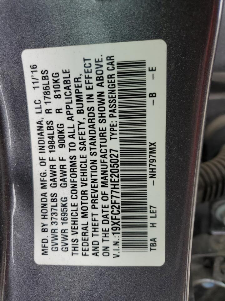 19XFC2F77HE205027 HONDA CIVIC 2017