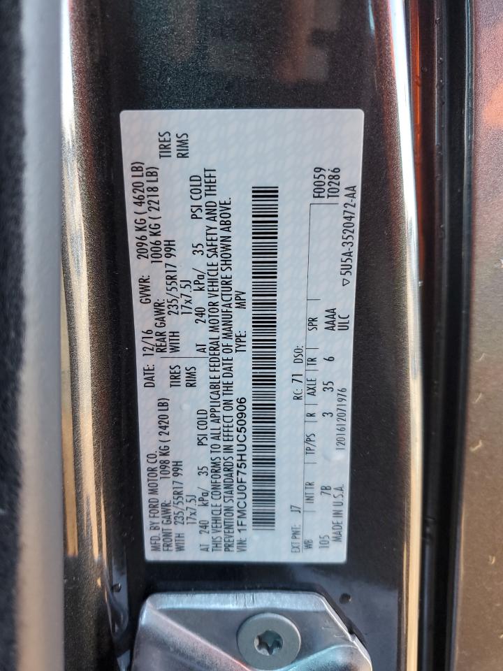 1FMCU0F75HUC50906 FORD ESCAPE 2017