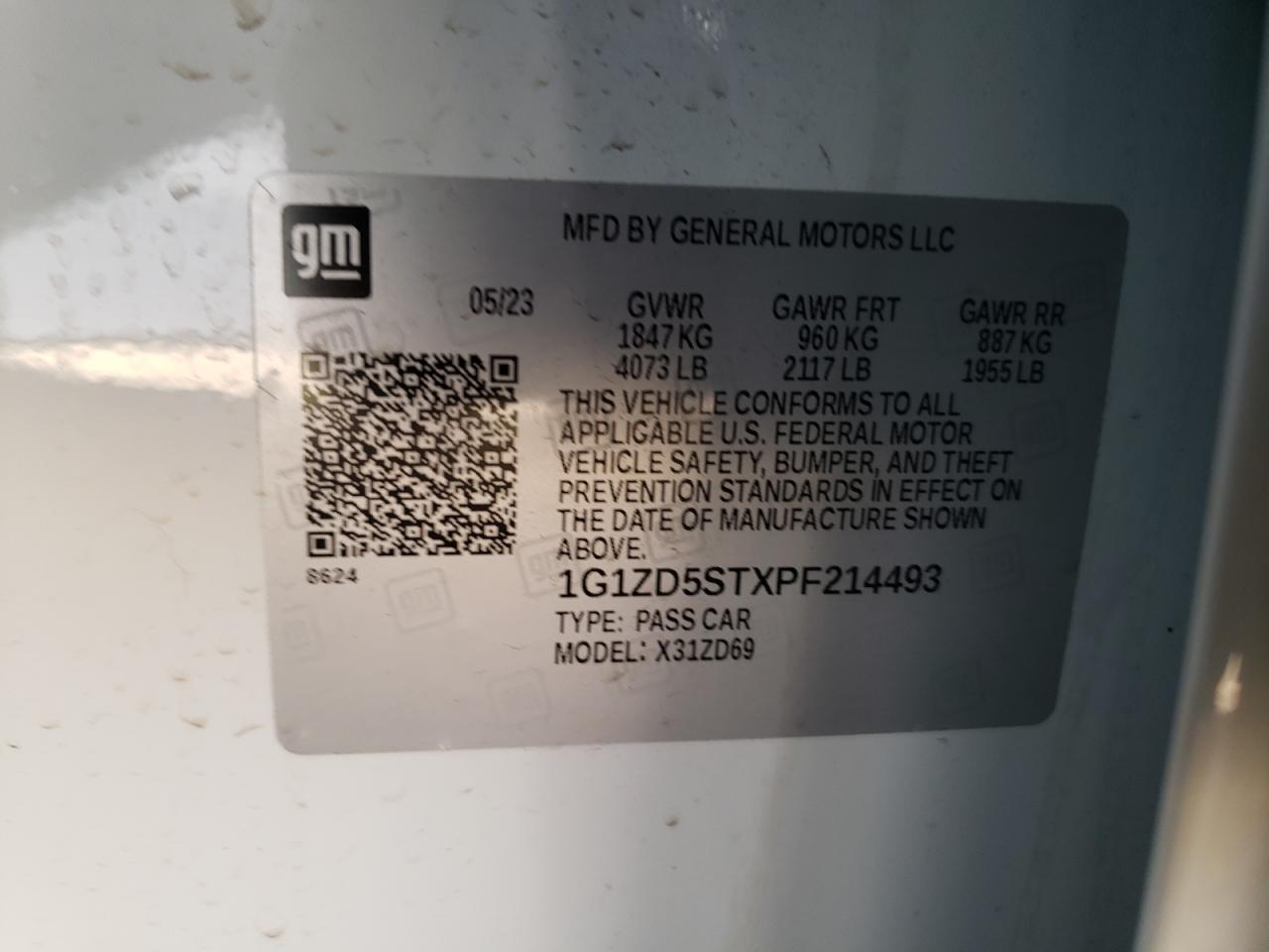 1G1ZD5STXPF214493 CHEVROLET MALIBU 2023