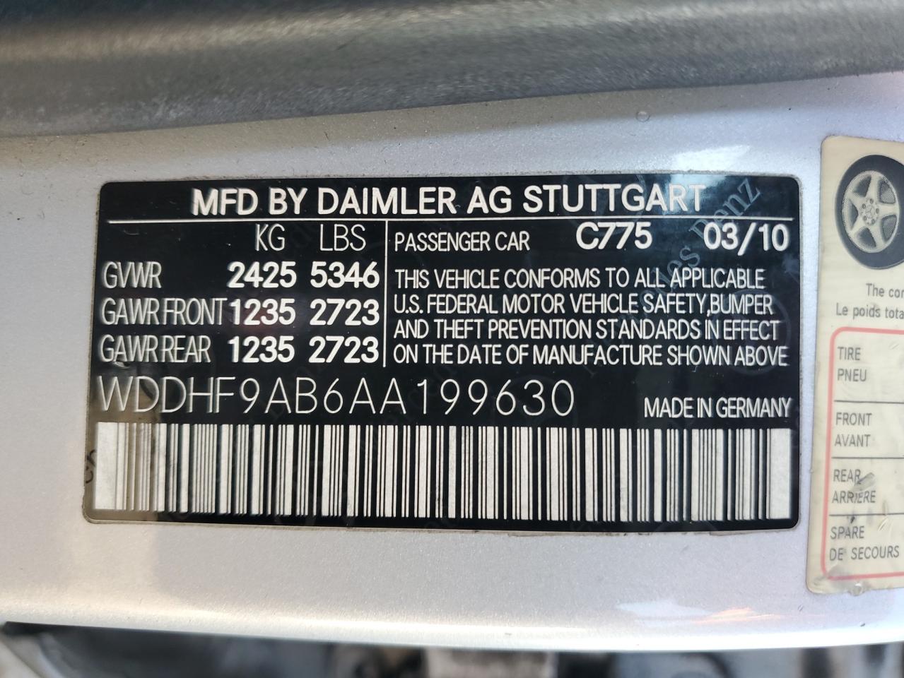 WDDHF9AB6AA199630 2010 Mercedes-Benz E 550 4Matic