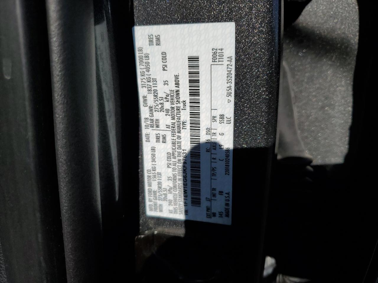 1FTEW1EG6JKF97631 FORD F-150 2018