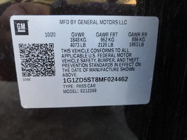 2021 CHEVROLET MALIBU LT - 1G1ZD5ST8MF024462