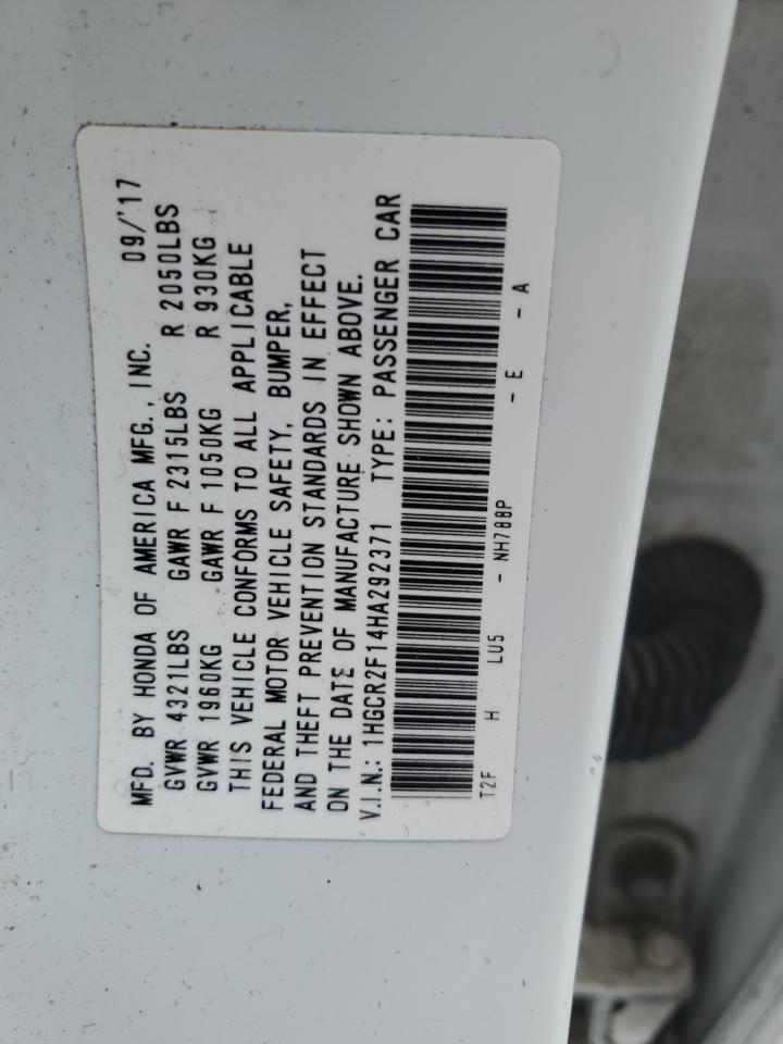 1HGCR2F14HA292371 HONDA ACCORD 2017