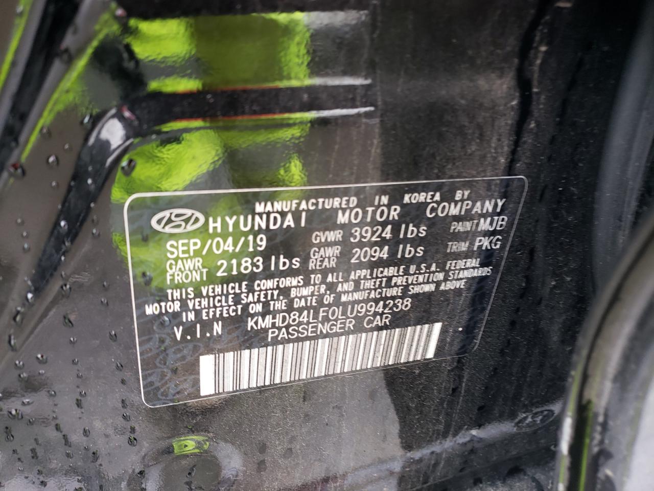 KMHD84LF0LU994238 2020 Hyundai Elantra Sel