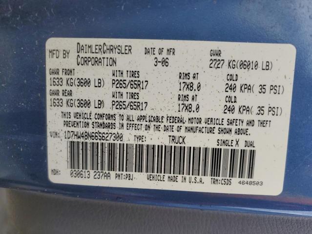 2006 Dodge Dakota Quad Slt VIN: 1D7HW48N66S627300 Lot: 41840784
