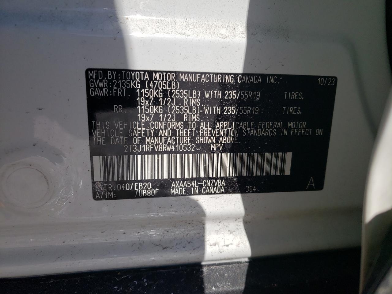 2T3J1RFV8RW410532 TOYOTA RAV4 2024