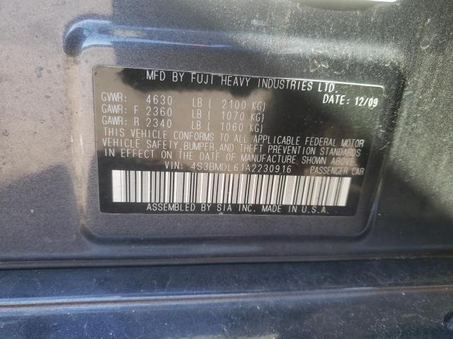 2010 Subaru Legacy 3.6R Limited VIN: 4S3BMDL61A2230916 Lot: 43650584