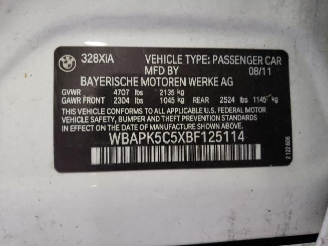 2011 BMW 328 Xi Sulev VIN: WBAPK5C5XBF125114 Lot: 45119804
