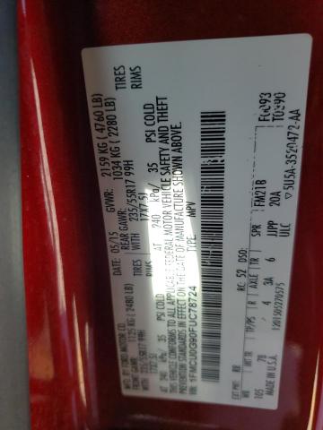 2015 Ford Escape Se VIN: 1FMCU0G90FUC78724 Lot: 39248810