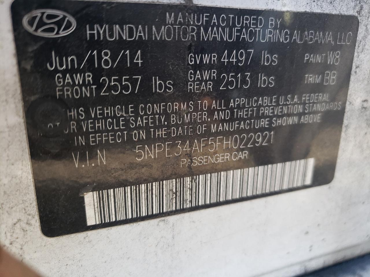 5NPE34AF5FH022921 2015 Hyundai Sonata Sport