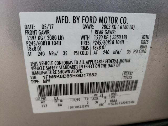 2017 Ford Explorer X 3.5L(VIN: 1FM5K8D86HGD17682