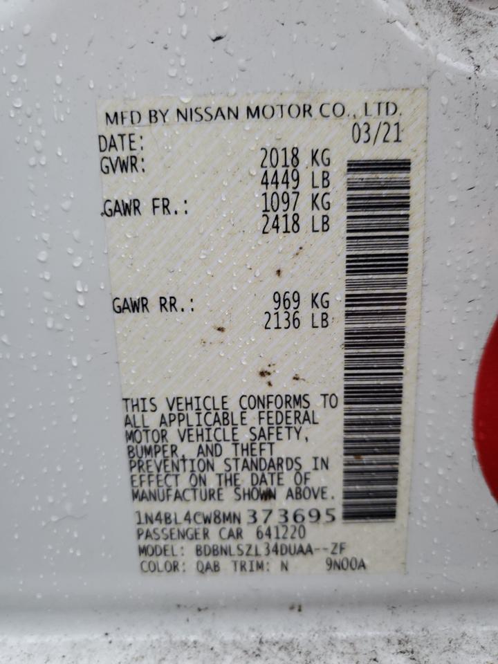 1N4BL4CW8MN373695 NISSAN ALTIMA 2021