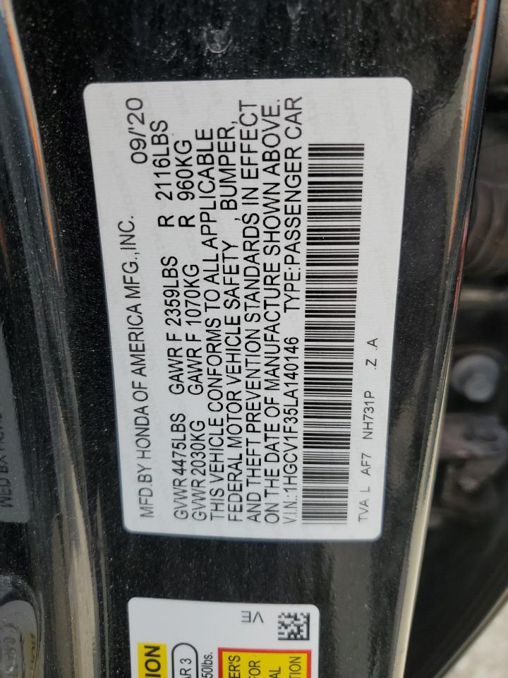 1HGCV1F35LA140146 HONDA ACCORD 2020