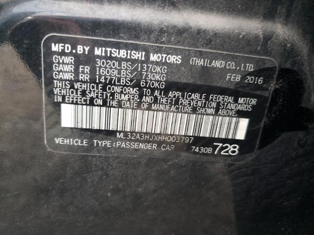 2017 Mitsubishi Mirage Es VIN: ML32A3HJXHH003797 Lot: 43921824