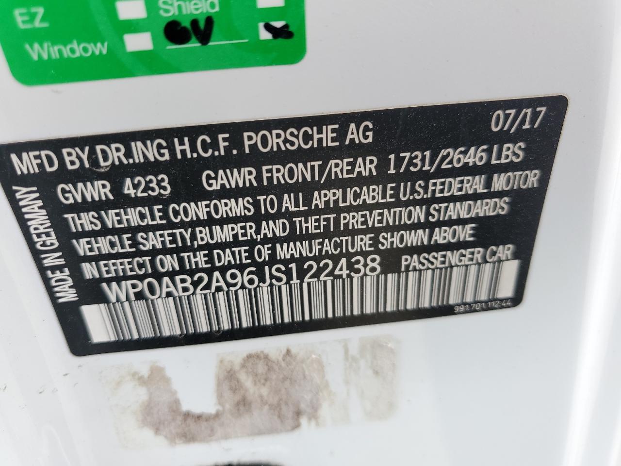 WP0AB2A96JS122438 2018 Porsche 911 Carrera S