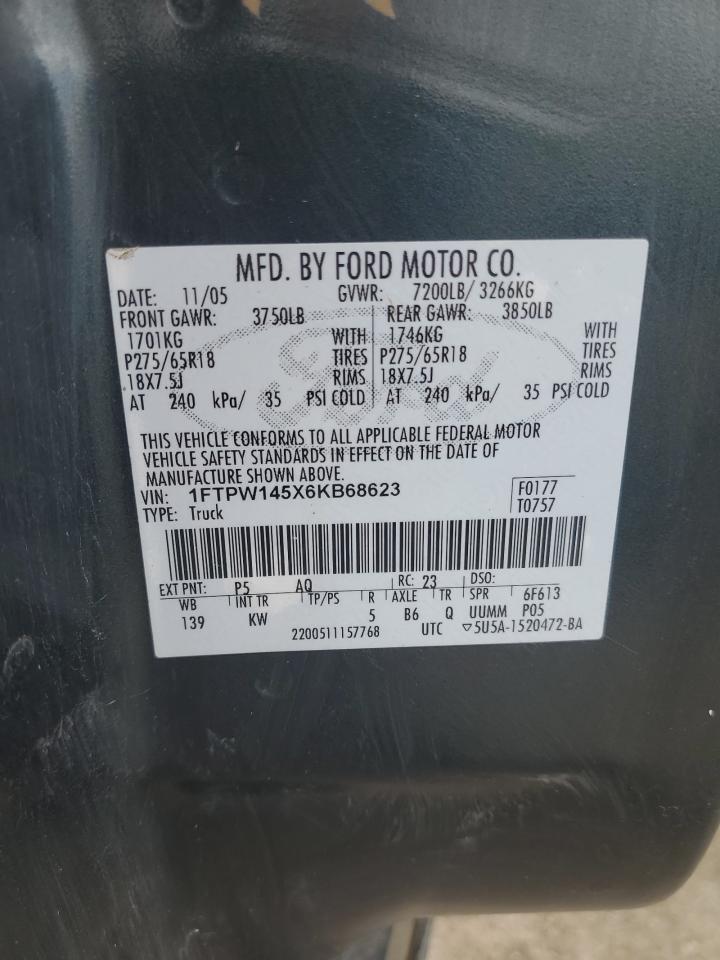 1FTPW145X6KB68623 2006 Ford F150 Supercrew