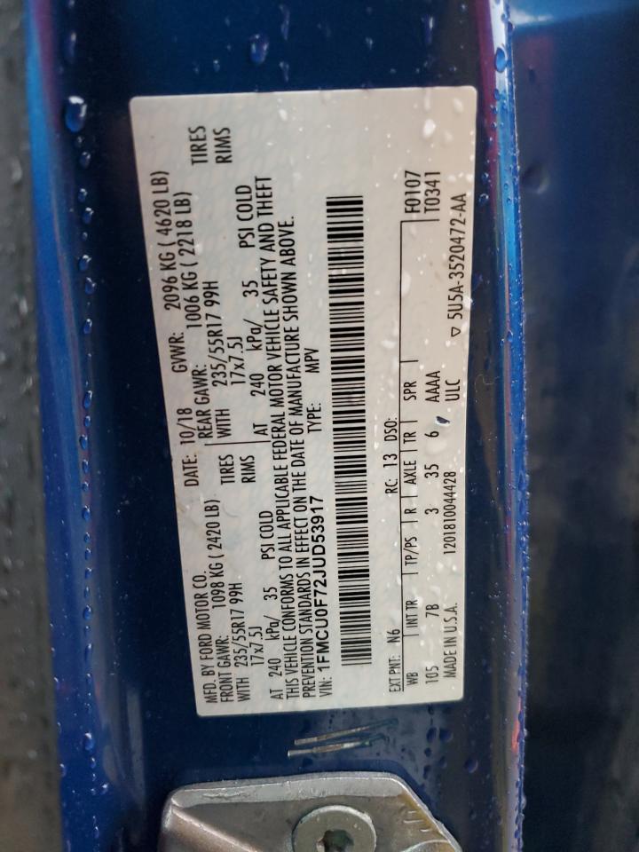 1FMCU0F72JUD53917 FORD ESCAPE 2018