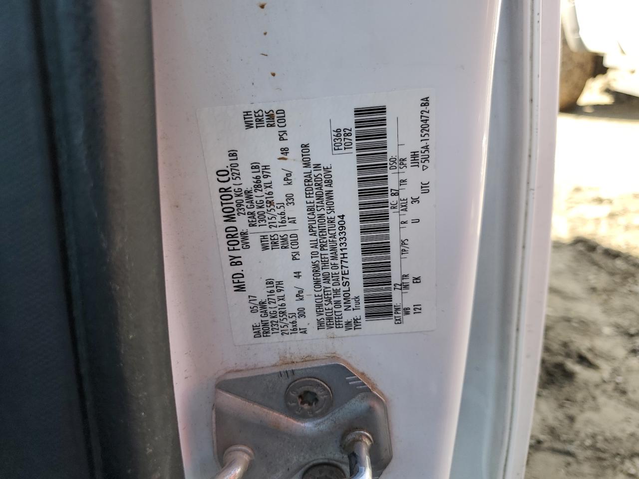 NM0LS7E77H1333904 FORD TRANSIT 2017