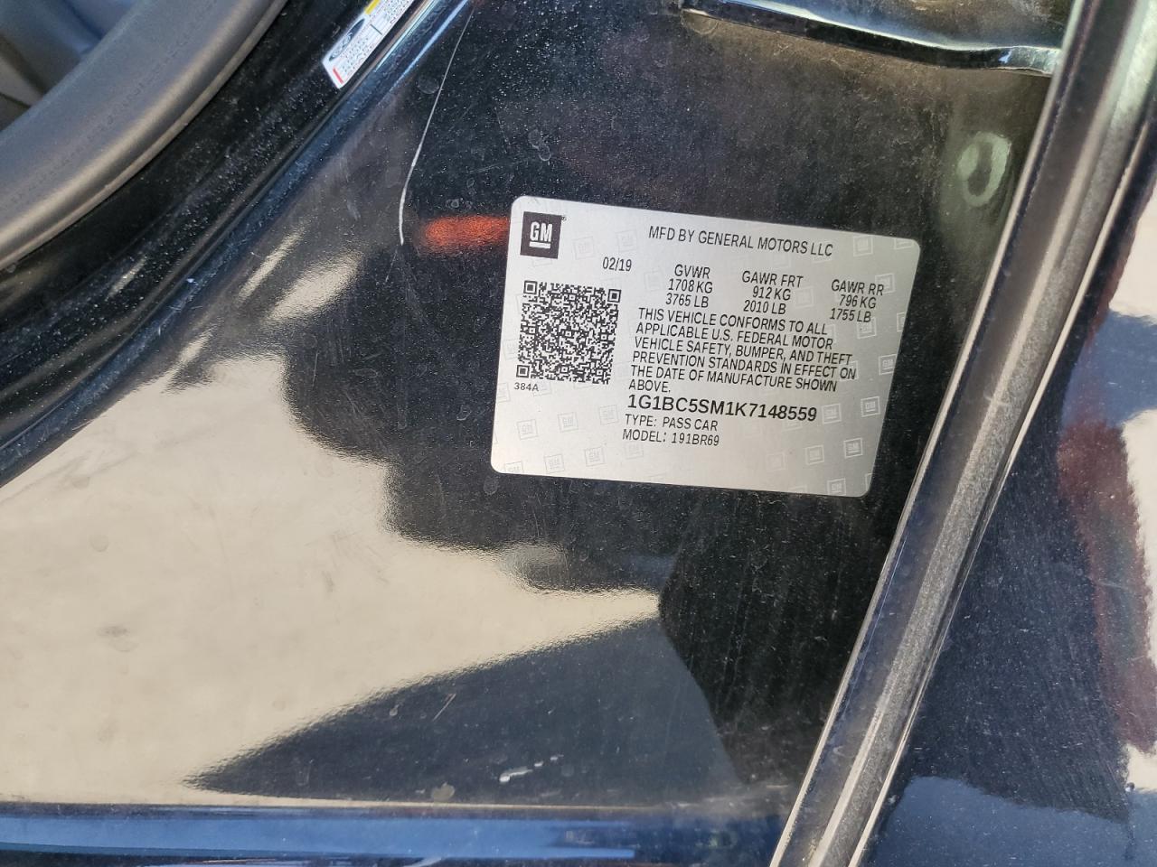 1G1BC5SM1K7148559 CHEVROLET CRUZE 2019