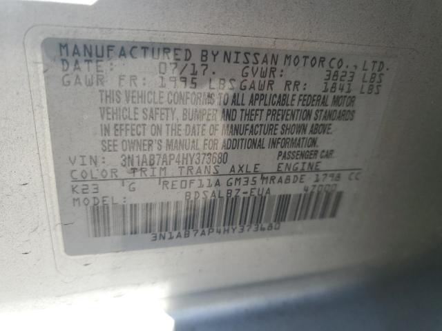 2017 NISSAN SENTRA S 3N1AB7AP4HY373680