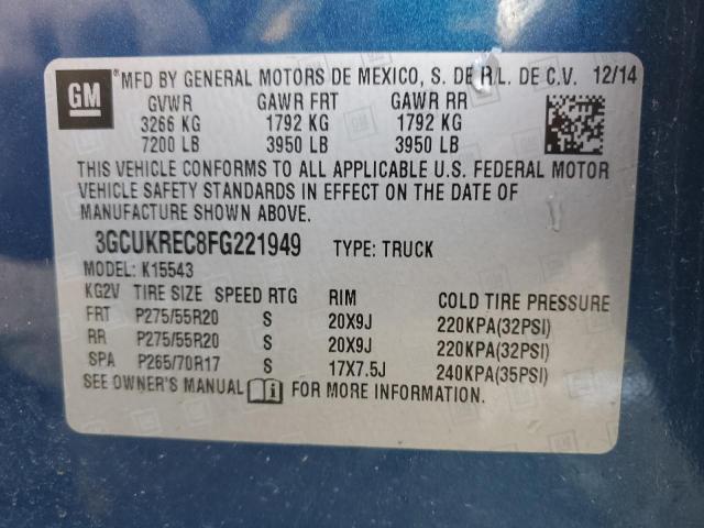 2015 CHEVROLET SILVERADO 3GCUKREC8FG221949