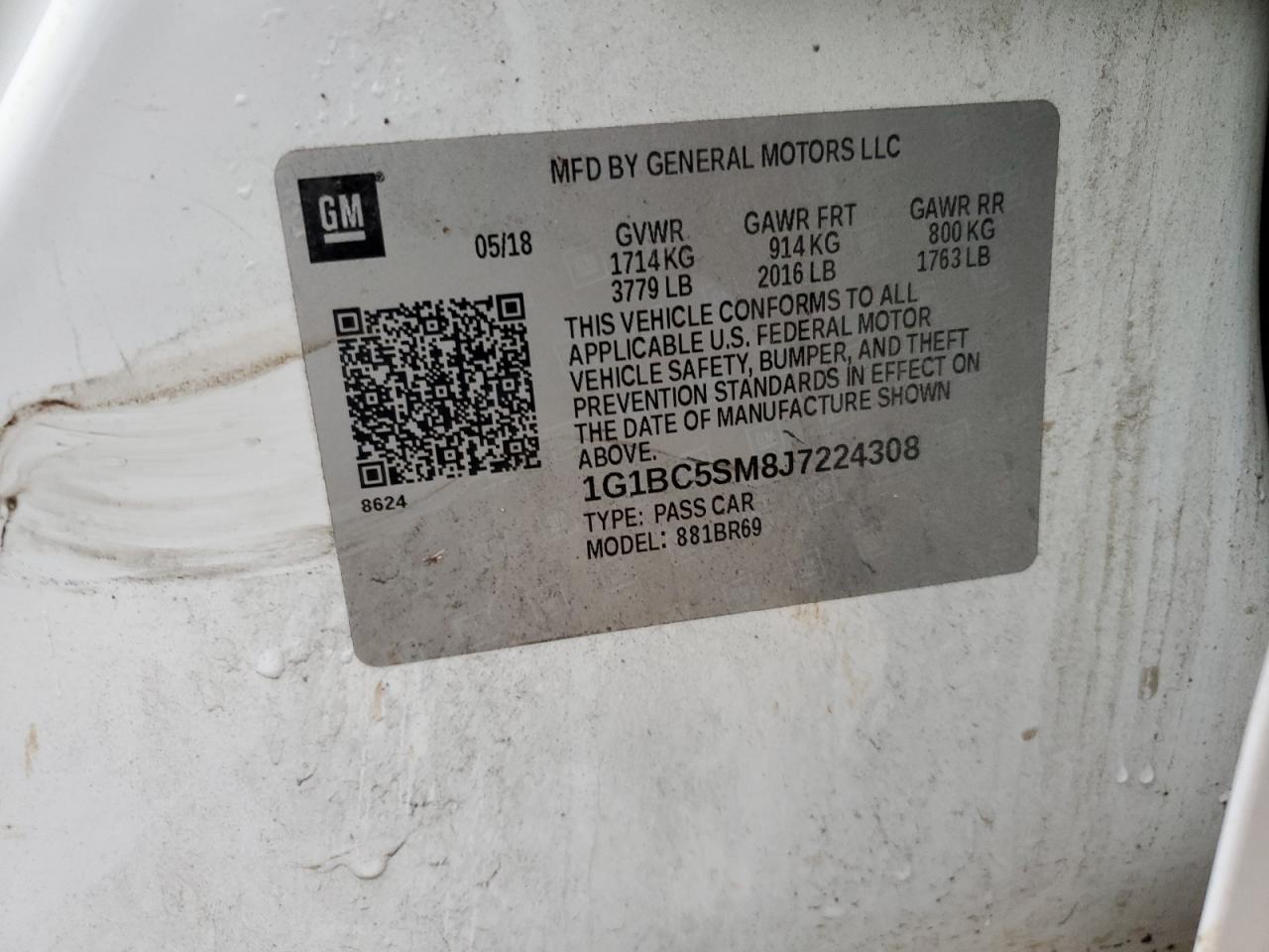 1G1BC5SM8J7224308 CHEVROLET CRUZE 2018