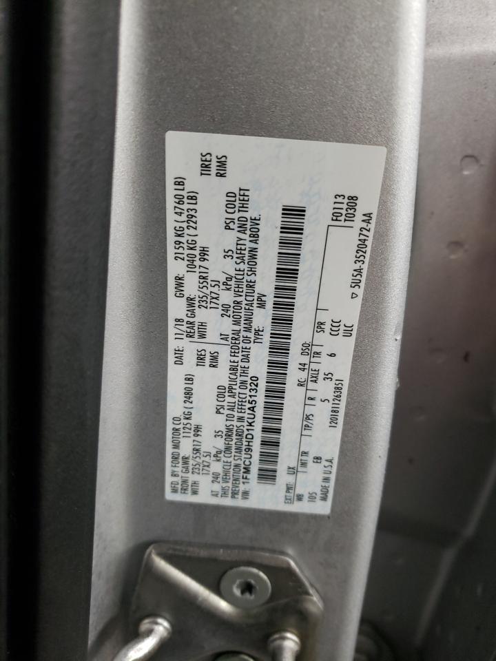 1FMCU9HD1KUA51320 FORD ESCAPE 2019
