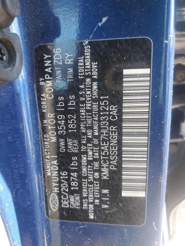 2017 HYUNDAI ACCENT SE KMHCT5AE7HU331251