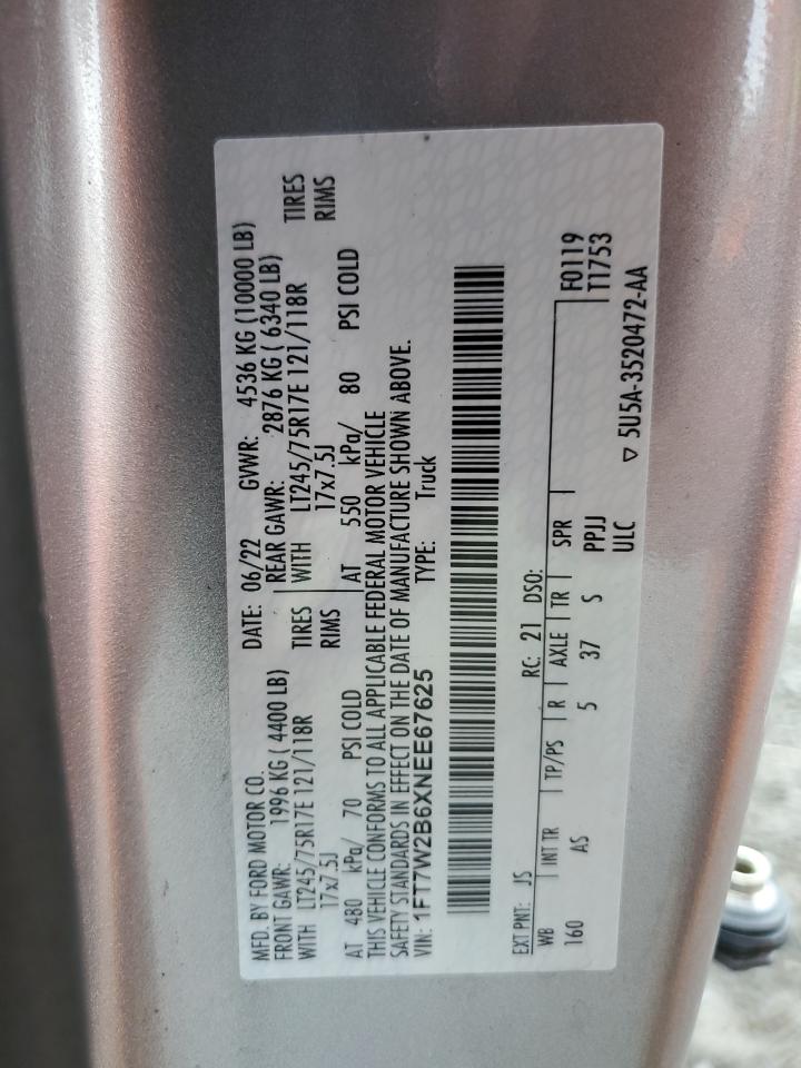 1FT7W2B6XNEE67625 FORD F250 2022