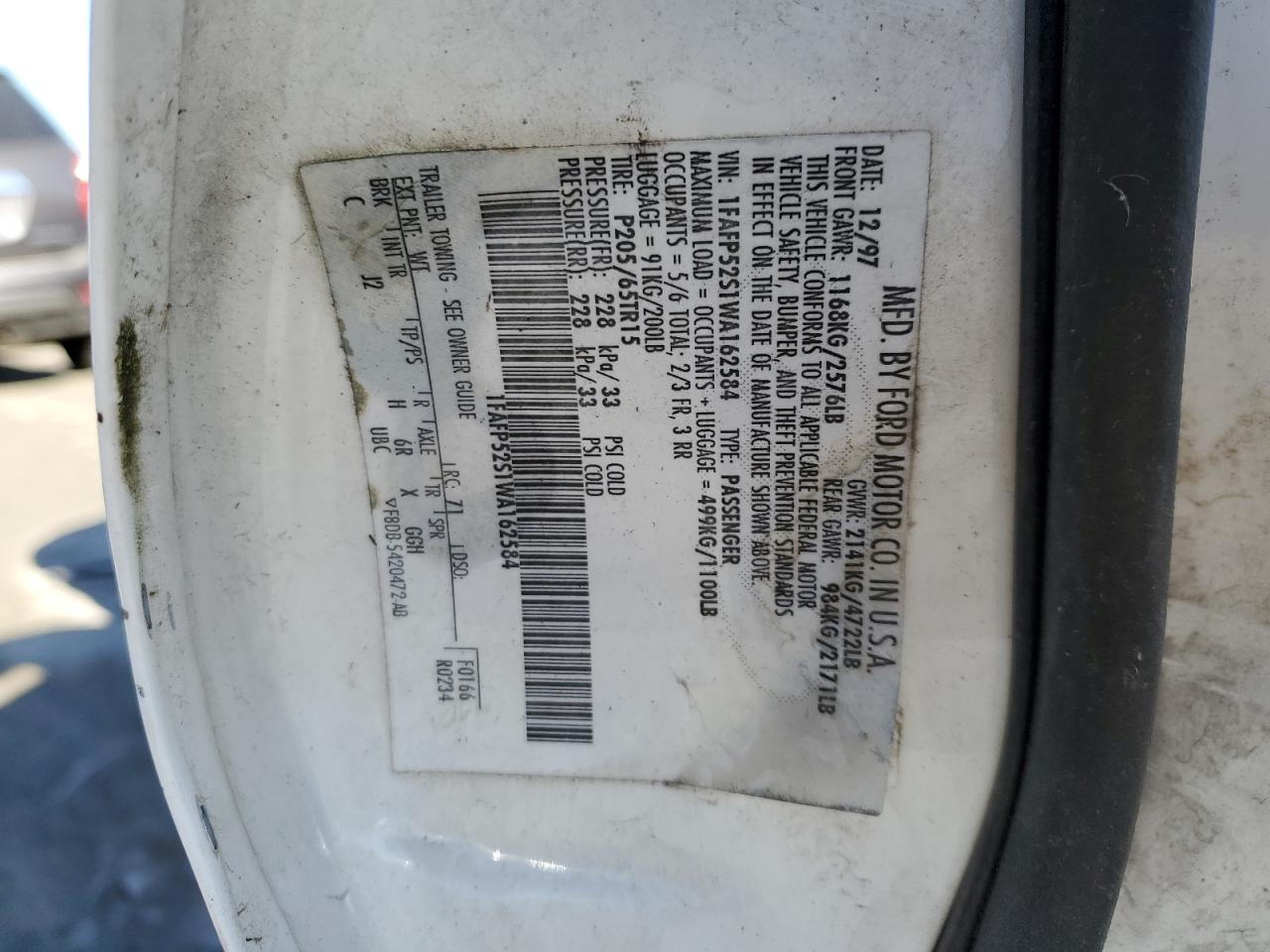 1FAFP52S1WA162584 1998 Ford Taurus Lx