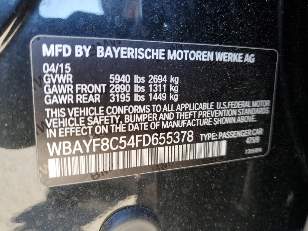 WBAYF8C54FD655378 2015 BMW 750 Lxi