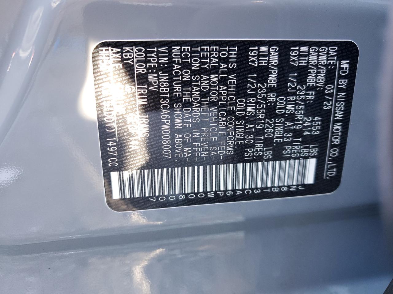 JN8BT3CA6PW008007 NISSAN ROGUE 2023