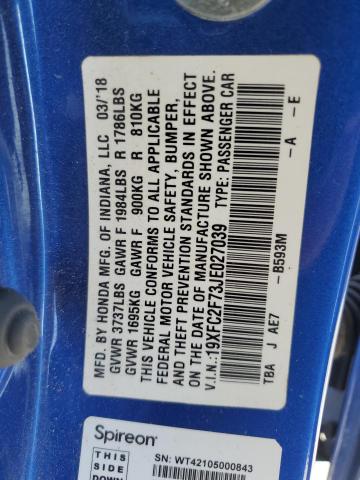 2018 HONDA CIVIC EX 19XFC2F73JE027039